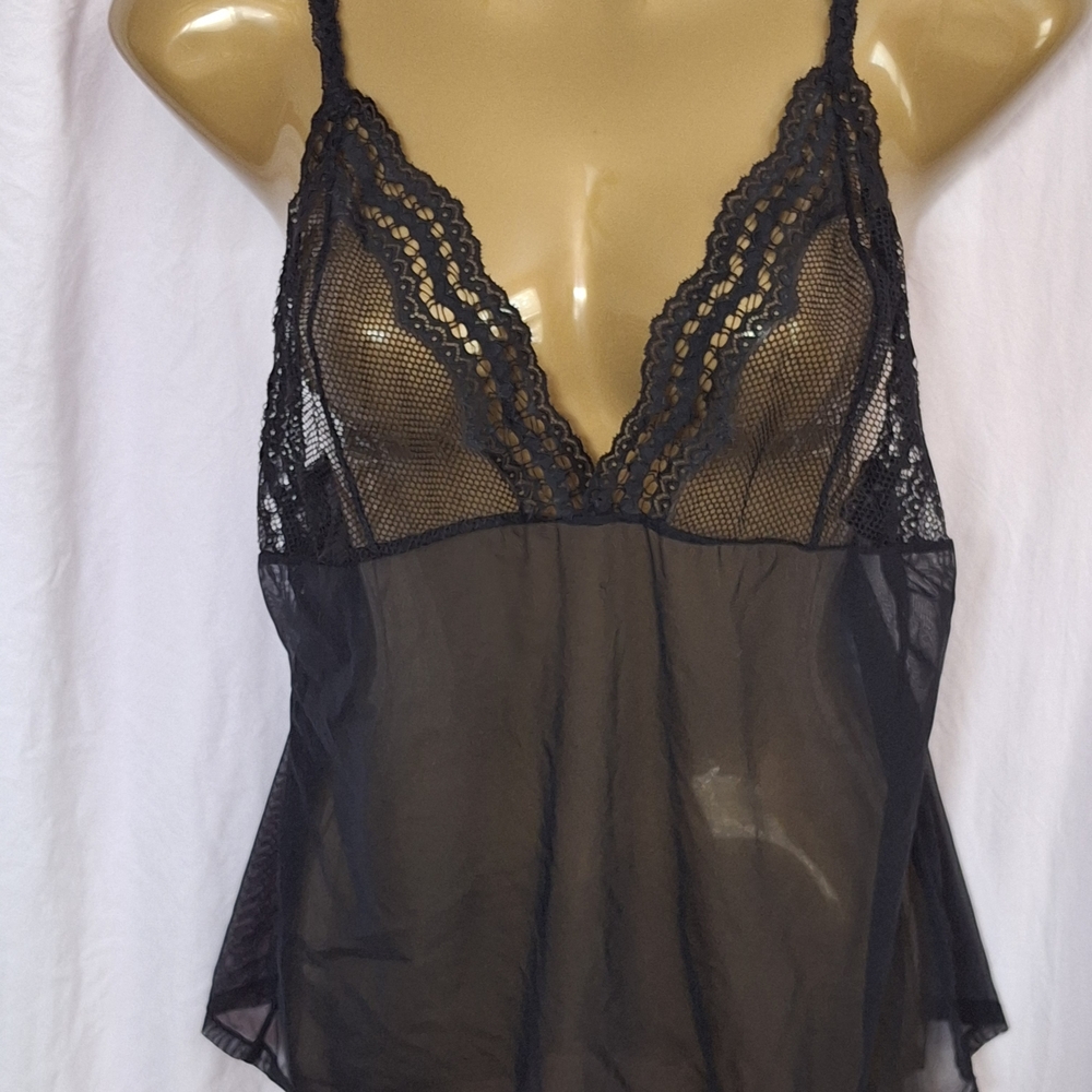 Savage X Fenty Sheer Black Lace Slip Top
